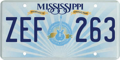 MS license plate ZEF263