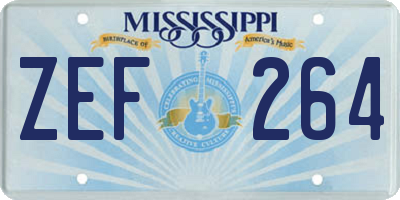 MS license plate ZEF264