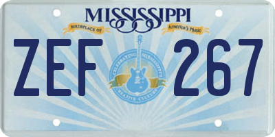 MS license plate ZEF267