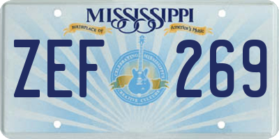 MS license plate ZEF269