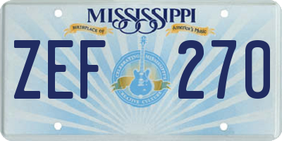 MS license plate ZEF270