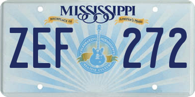 MS license plate ZEF272