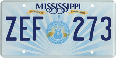 MS license plate ZEF273