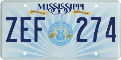 MS license plate ZEF274