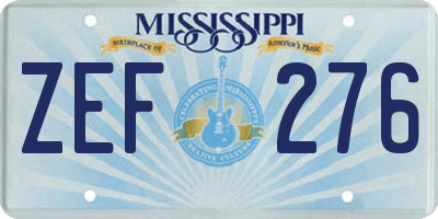 MS license plate ZEF276