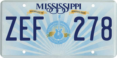 MS license plate ZEF278