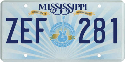 MS license plate ZEF281