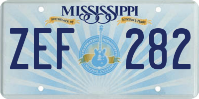 MS license plate ZEF282