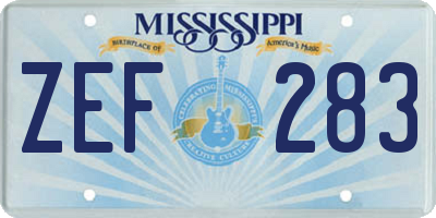 MS license plate ZEF283
