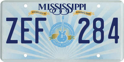 MS license plate ZEF284