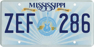 MS license plate ZEF286