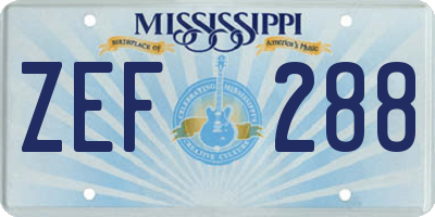MS license plate ZEF288