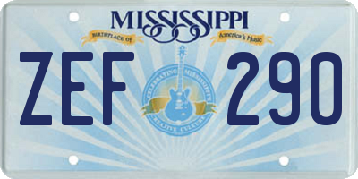 MS license plate ZEF290