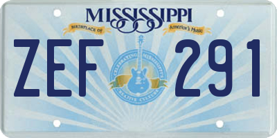 MS license plate ZEF291