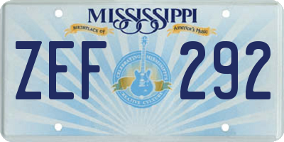 MS license plate ZEF292