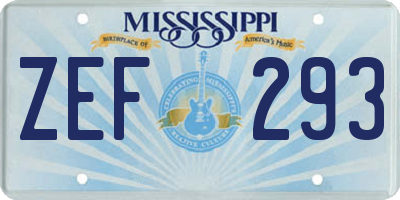 MS license plate ZEF293