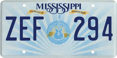 MS license plate ZEF294