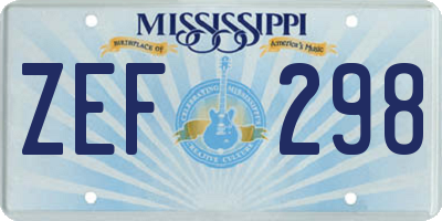 MS license plate ZEF298