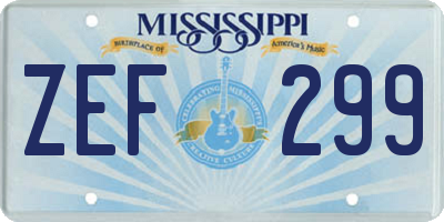 MS license plate ZEF299