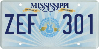 MS license plate ZEF301