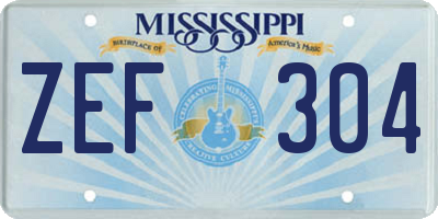 MS license plate ZEF304