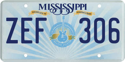 MS license plate ZEF306