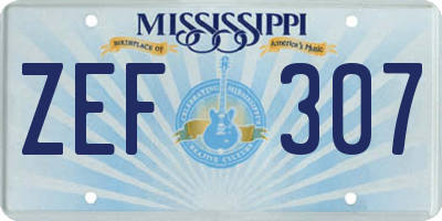 MS license plate ZEF307