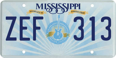 MS license plate ZEF313