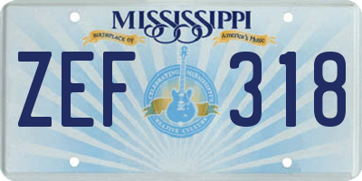 MS license plate ZEF318