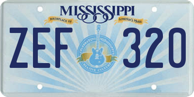 MS license plate ZEF320