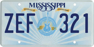 MS license plate ZEF321