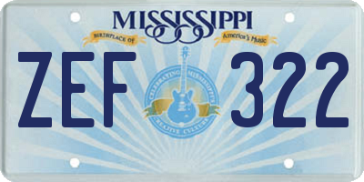 MS license plate ZEF322