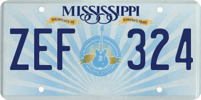 MS license plate ZEF324