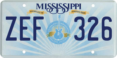 MS license plate ZEF326