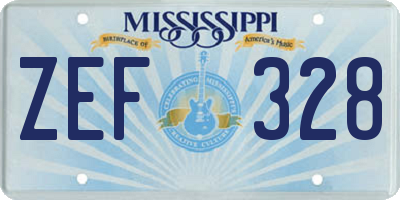 MS license plate ZEF328