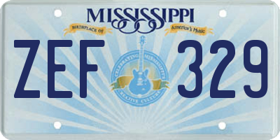 MS license plate ZEF329