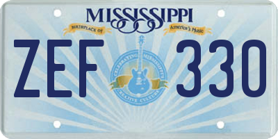 MS license plate ZEF330