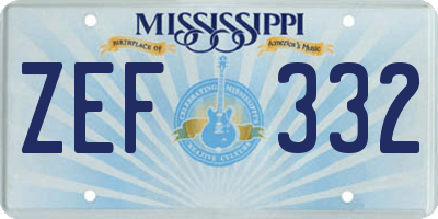 MS license plate ZEF332