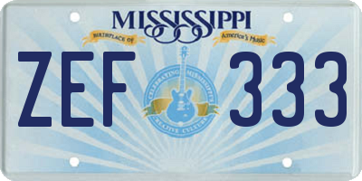 MS license plate ZEF333