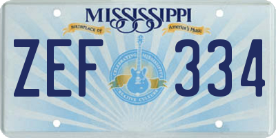 MS license plate ZEF334
