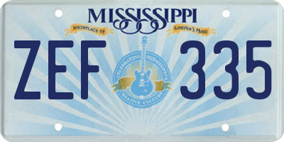 MS license plate ZEF335