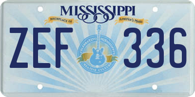 MS license plate ZEF336