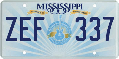 MS license plate ZEF337