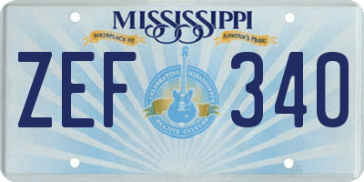 MS license plate ZEF340
