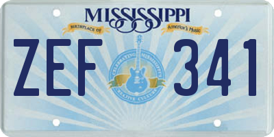 MS license plate ZEF341