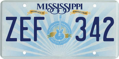 MS license plate ZEF342