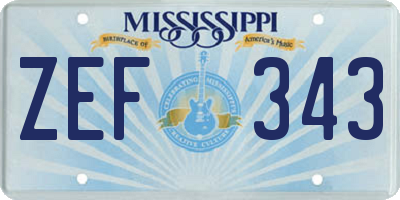 MS license plate ZEF343