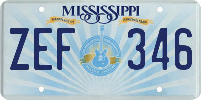 MS license plate ZEF346