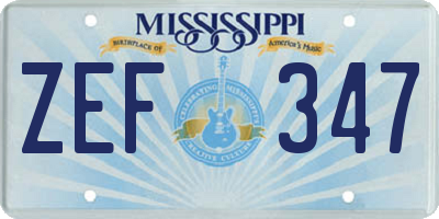 MS license plate ZEF347