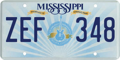 MS license plate ZEF348